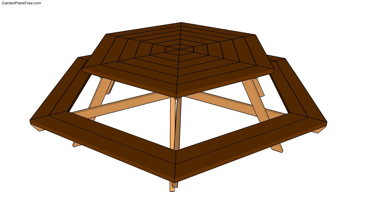 Hexagon picnic table plans Octagon Picnic Table Plans Free Round