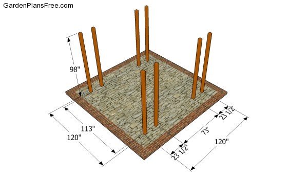 Attaching the wooden posts