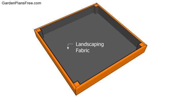 Fitting the fabric inside the sandbox