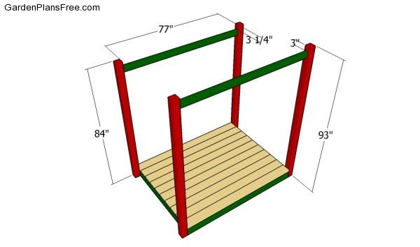 Building the frame of the outdoor shower