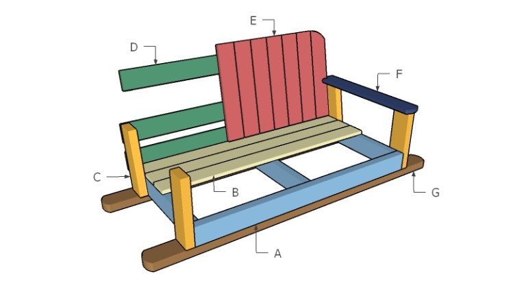 Как сделать скамейку для качели своими руками схема
