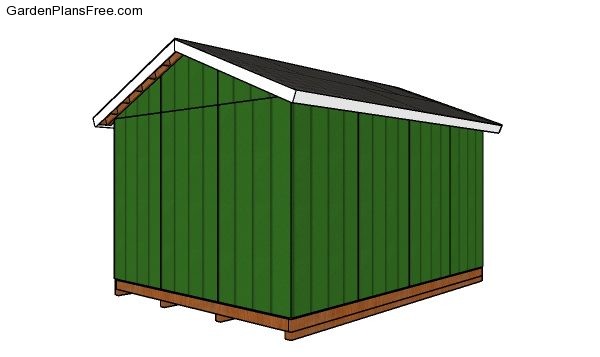 12x16 Gable Shed Plans - Back view
