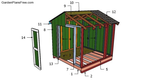 Shed Plans 8 x 8 Garden Storage Gable Roof Style Building Blueprints #20808 