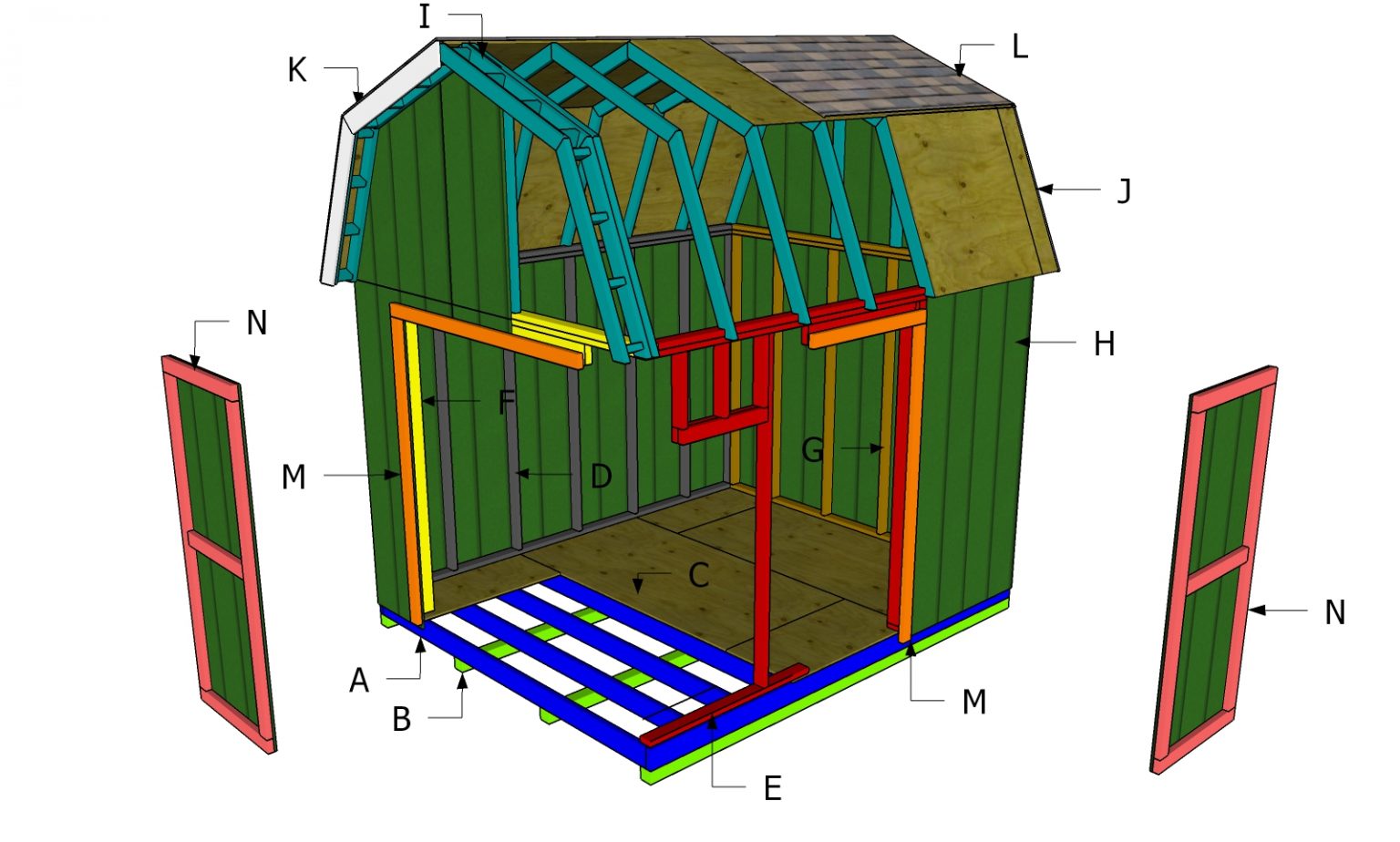 10x12 Shed Plans - Gambrel Shed - Free PDF Download Free Garden Plans 