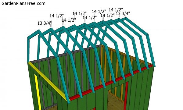 Fitting the trusses to the 10x12 barn shed