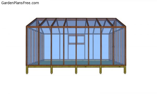 12x16 greenhouse plans - side view