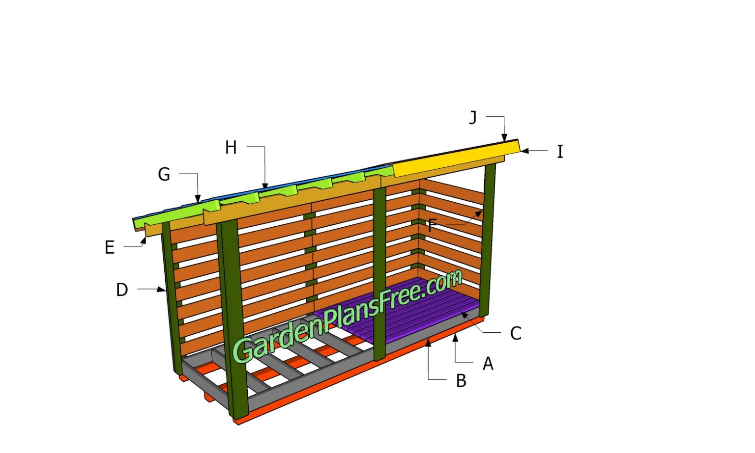 4x12 Firewood Shed - 2 cord Wood Storage Shed Plans | Free Garden Plans ...