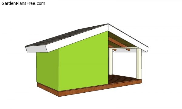 Dog house with porch plans - back view