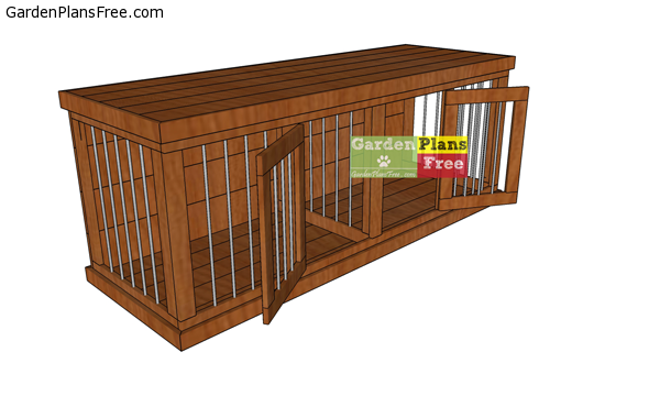 Double Large Dog Kennel Free Diy, Wooden Dog Crate Furniture Plans