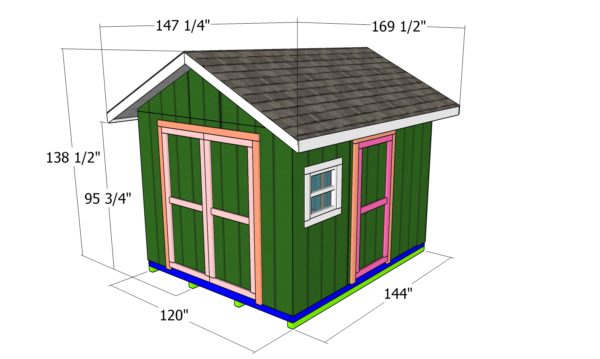 10x12 gable shed - dimensions