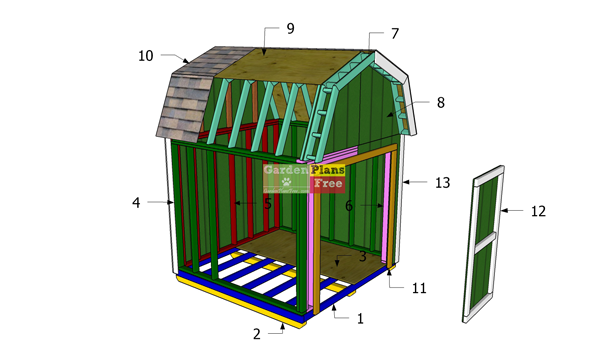 Building-a-8x8-garden-shed-with-gambrel-roof