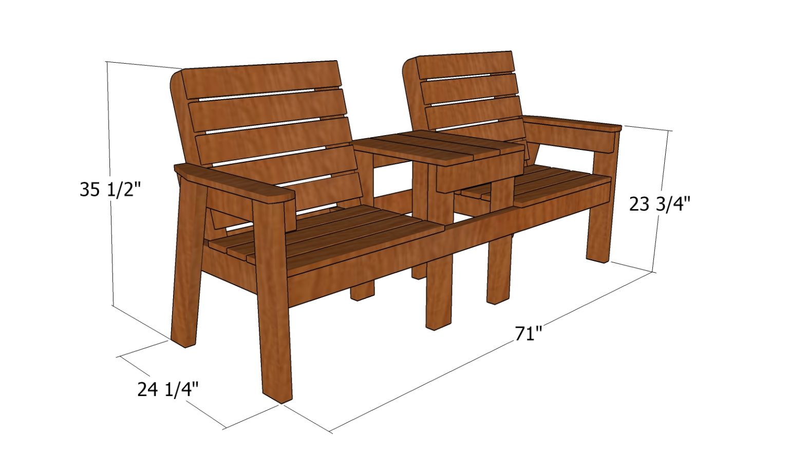 Large Double Chair Bench Free DIY Plans