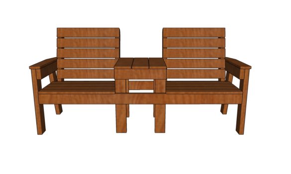 Large double chair bench plans - front view