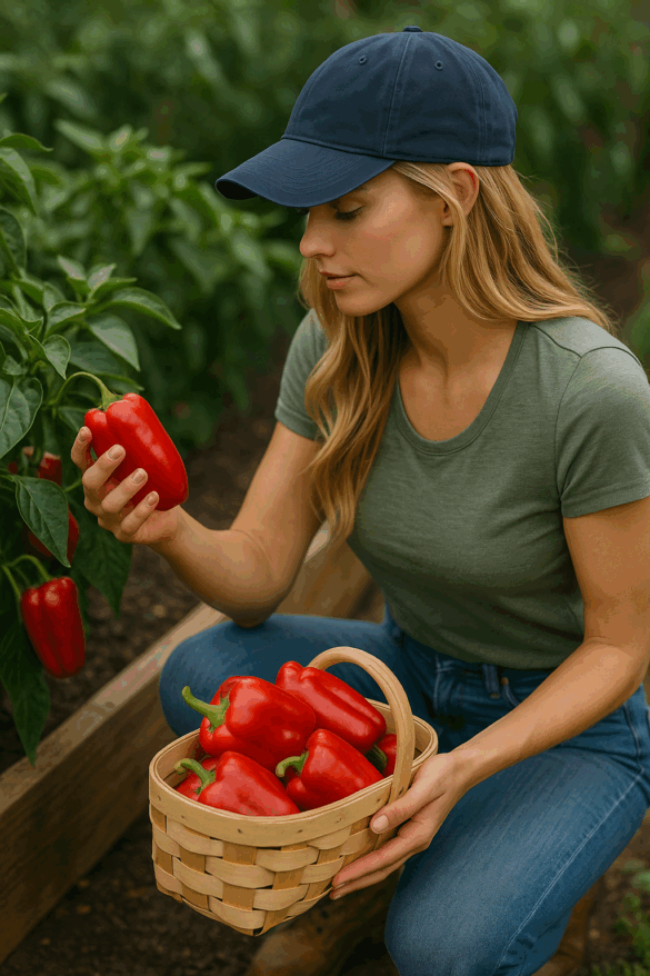 Harvesting peppers